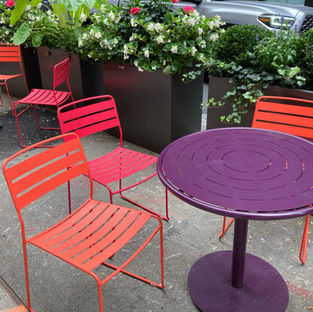 Colorful furniture in a parklet in Manhattan