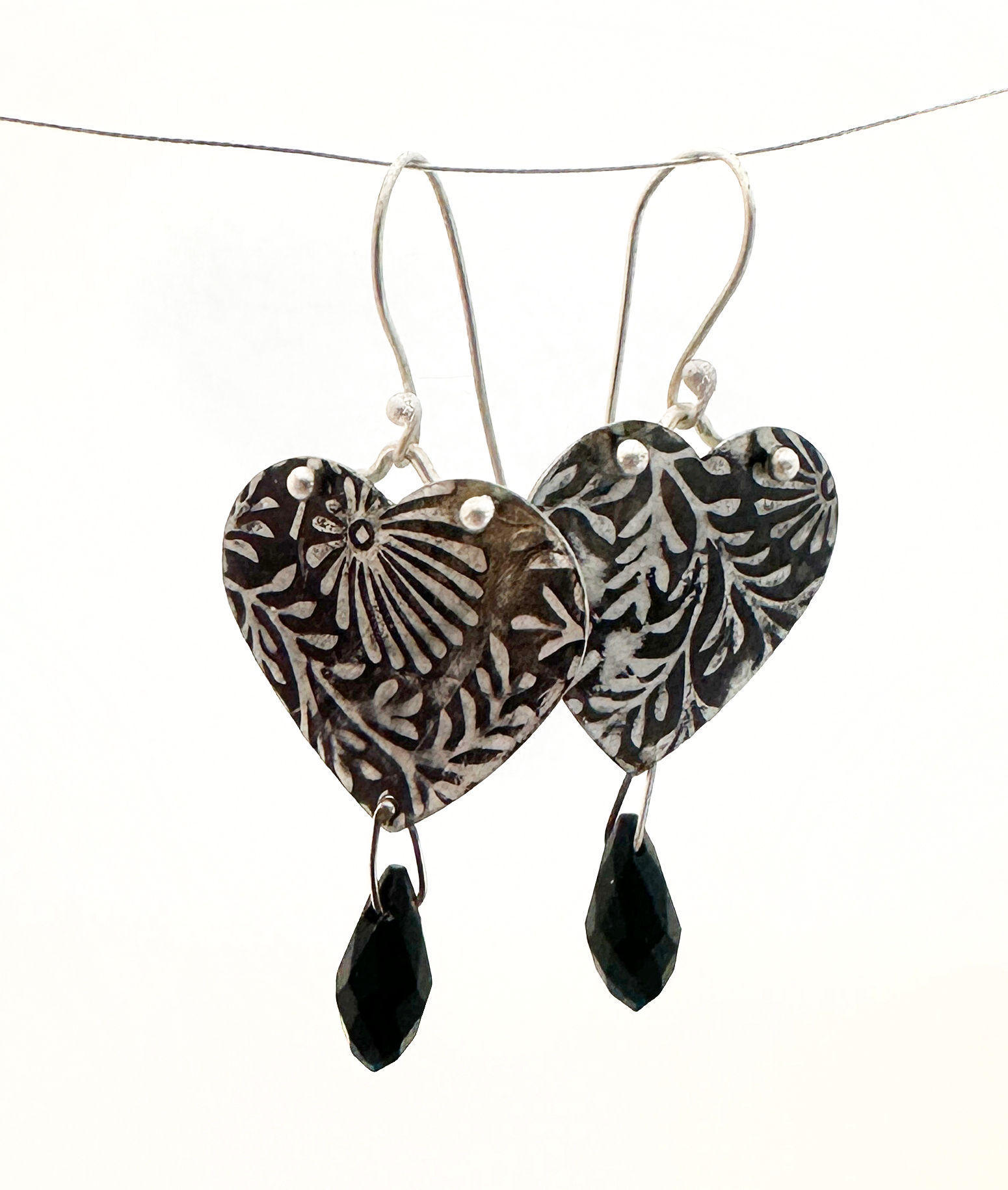 Black Hearted Earrings