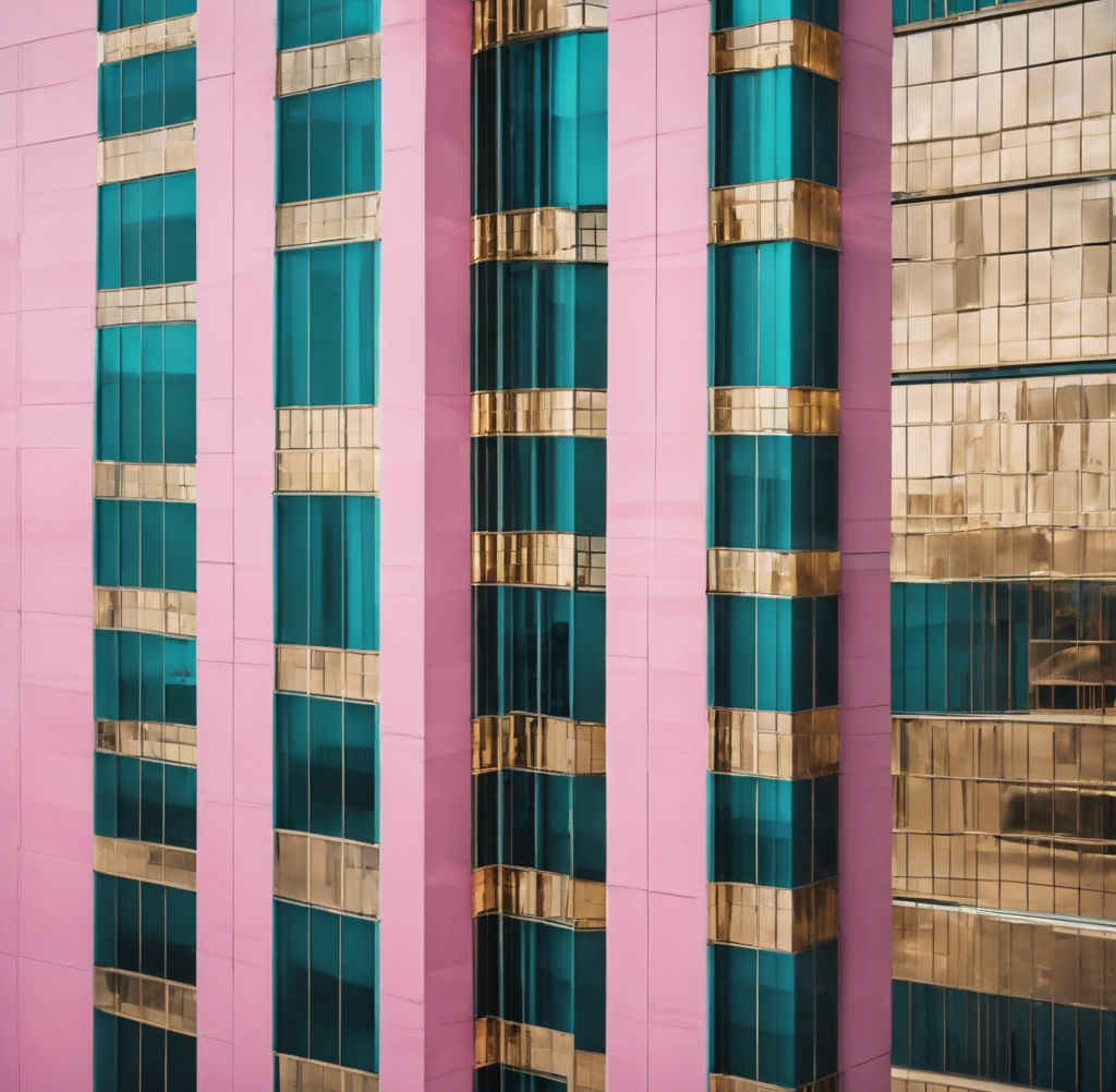 corporate buildings with pink, teal and gold vibes.jpg