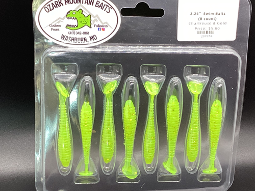 3”Swim Bait in Chartreuse & Gold Flake