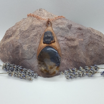 Electroformed pendant necklace black aga