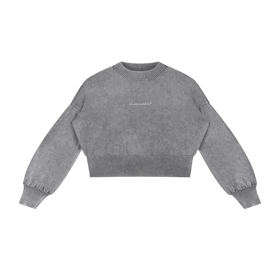 Miniatură: PERSPEKTIV* ™️ Mineral Wash Balloon Sleeve Cropped Sweater