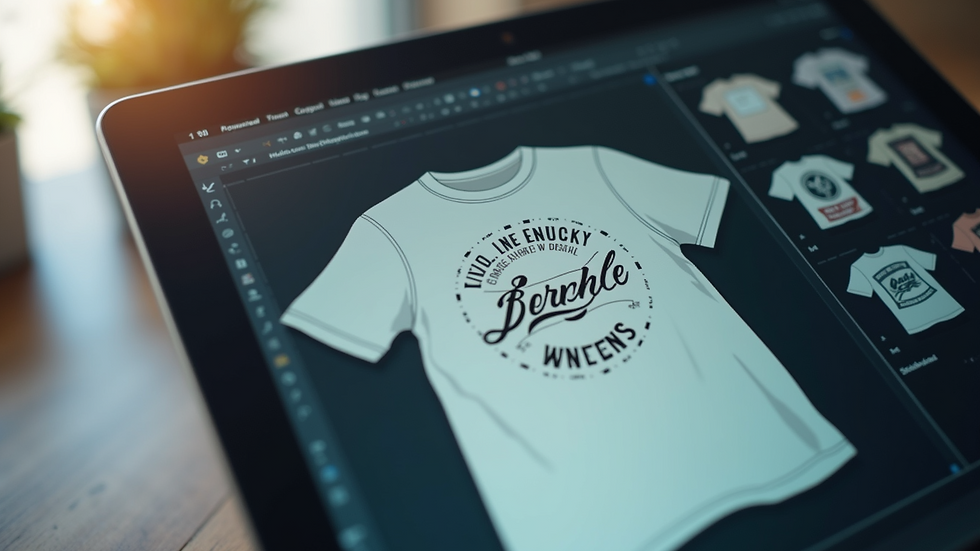 Close-up view of a digital design tool showing a custom t-shirt layout
