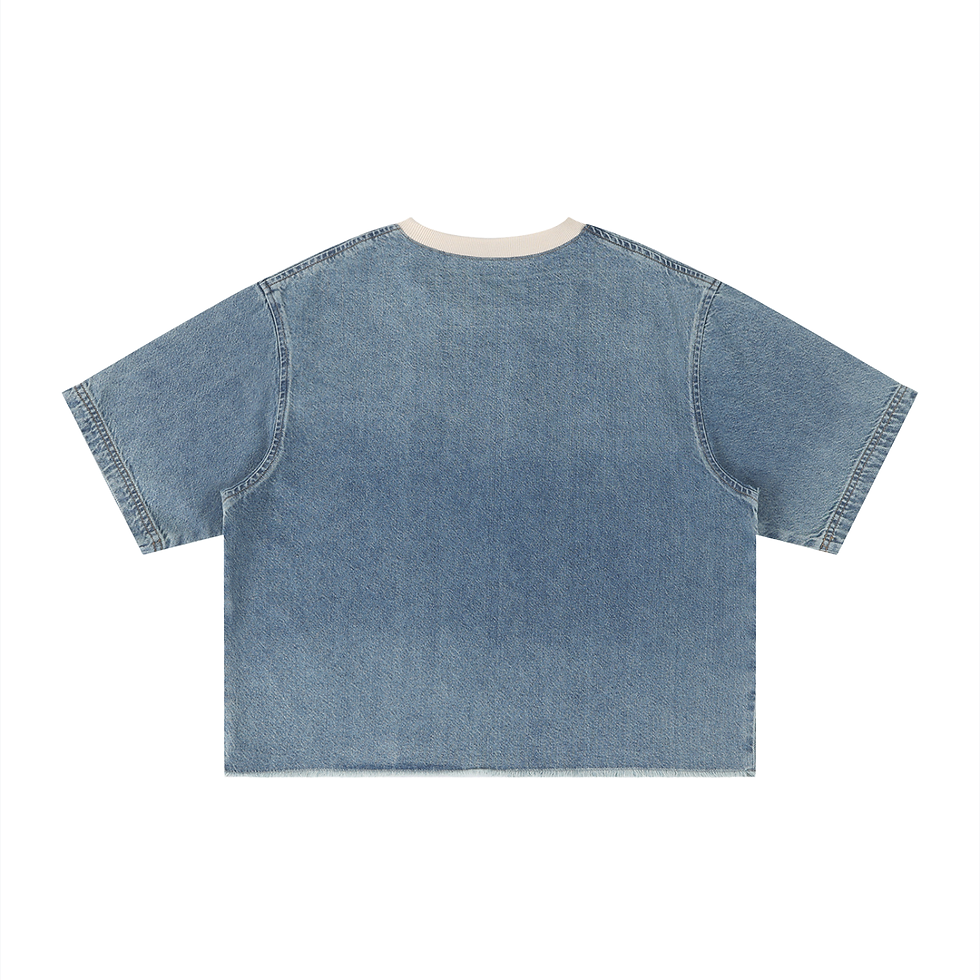 Thumbnail: PERSPEKTIV*™️ Unisex Vintage Wash Boxy Raw Hem Denim T-Shirt