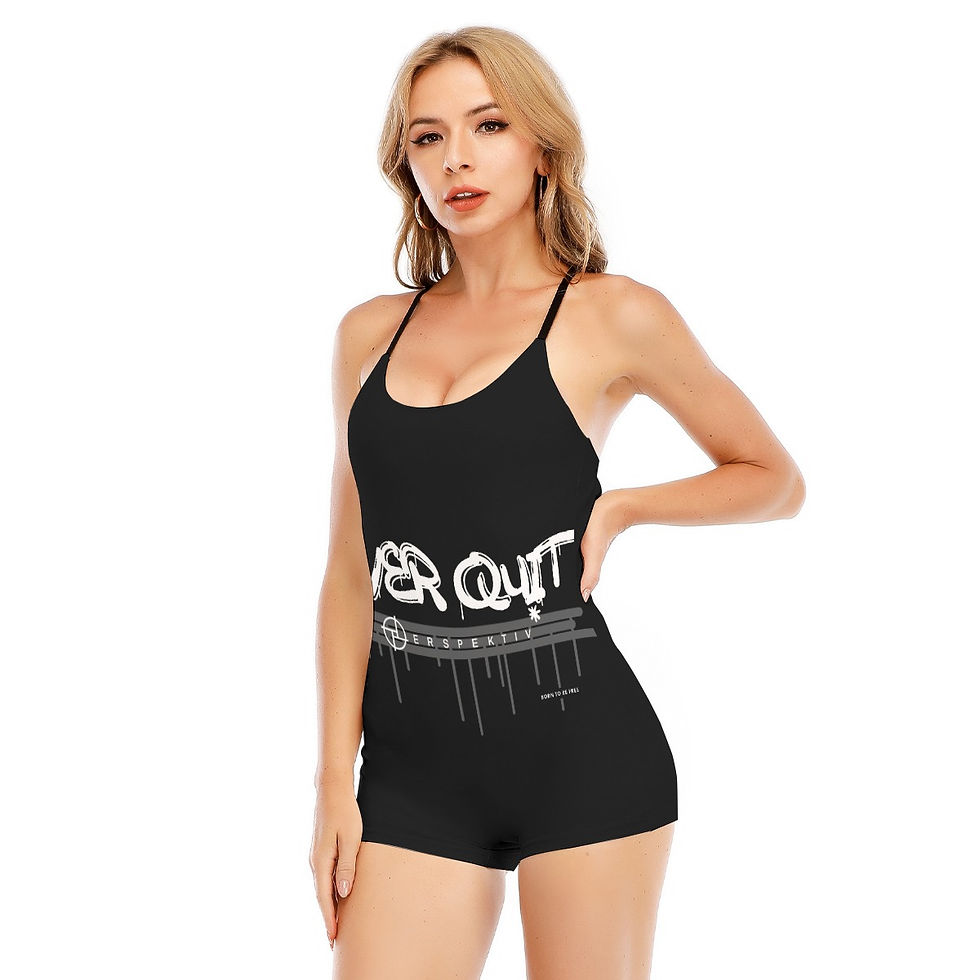 Thumbnail: PERSPEKTIV* ™️ Women’s “Never Quit” Backless Romper With Black Straps
