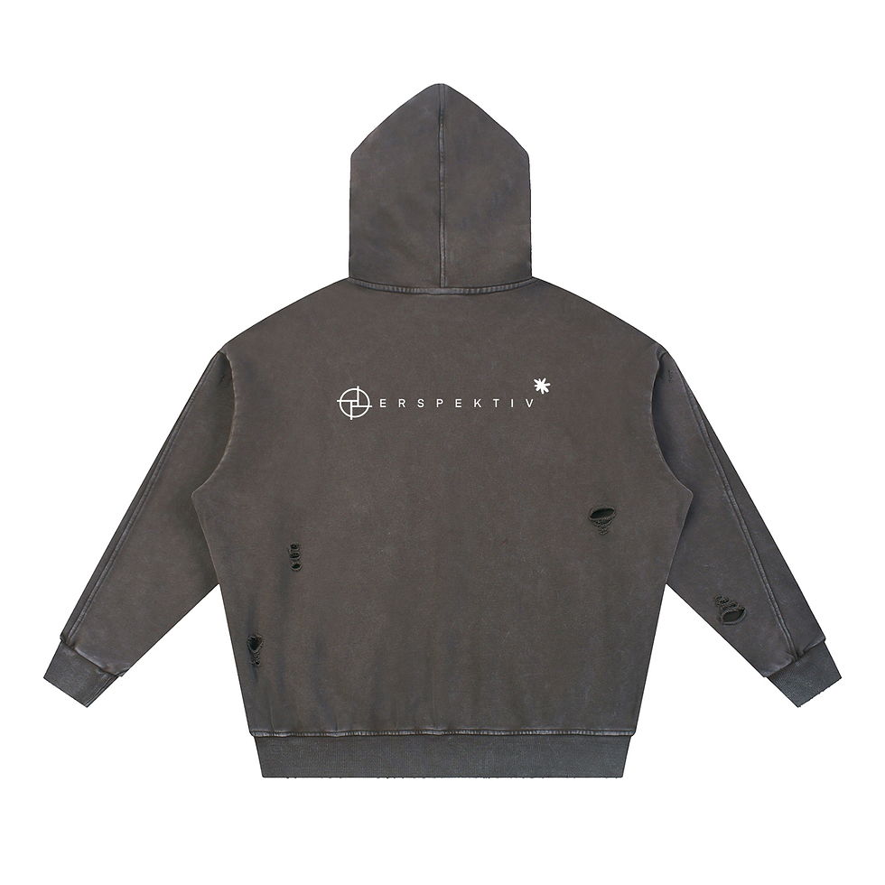 Miniatyrbilde: PERSPEKTIV* ™️ Snow Washed Distressed Panel Pocket Hoodie