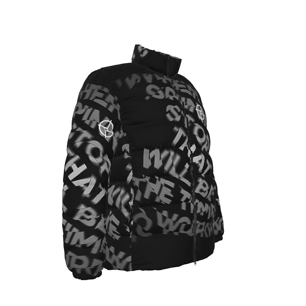 Thumbnail: PERSPEKTIV* ™️ “Blurred Words” Unisex Stand Collar Slim Down Puffer Jacket