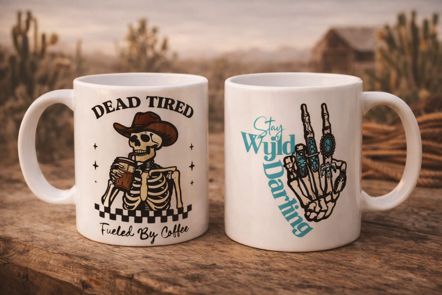 Dead Tired Fueled By Coffee – Western Ceramic Coffee Mug