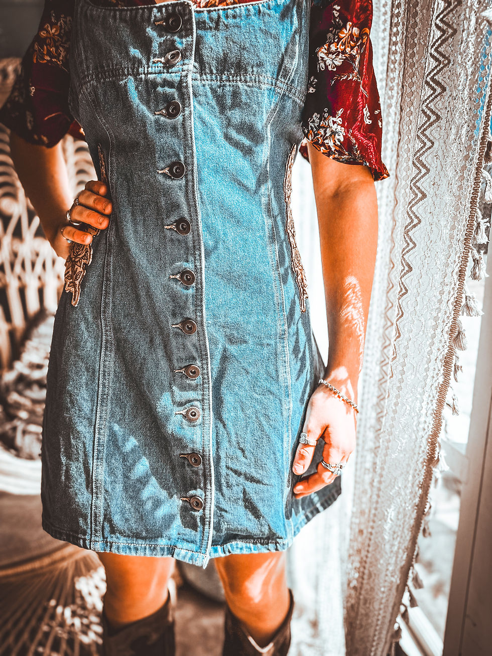 Thumbnail: THE ROSE BULLET DENIM DRESS – Size 12