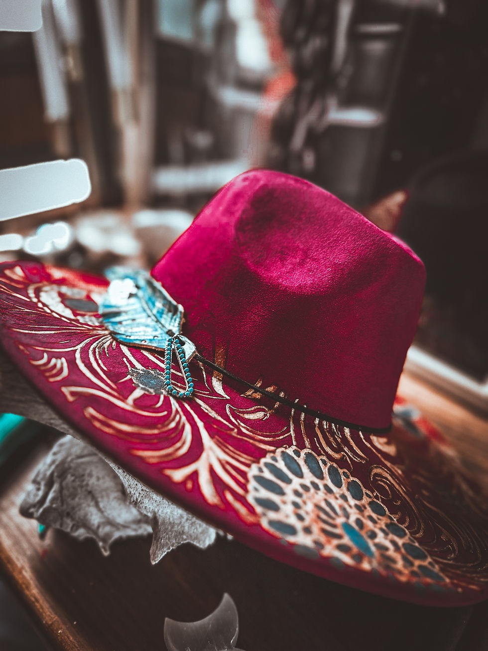Thumbnail: The Spirit Feather Hatband – Western Turquoise