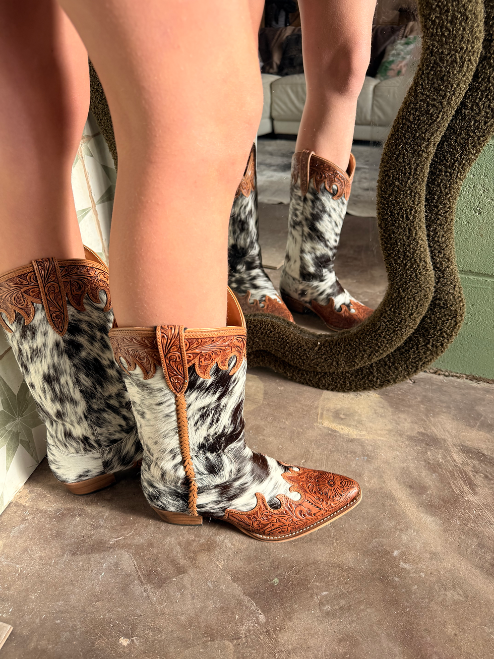 Thumbnail: Adelaide Genuine Leather Hair-On-Hide Western Cowgirl Boots