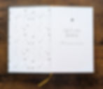 A Creative's Journal open to show inside cover that has a star pattern and place to write owner's name