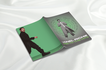 Open mockup of the Lionel Richie 2025 tour programme highlighting cohesive print design and visual identity