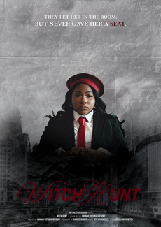 Film poster portrait of a central female character seated in a courtroom-style setting.