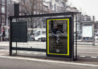 Bus stop poster design for The Legacy Tour campaign at London Fashion Week, showcasing fashion marketing and visual identity.
