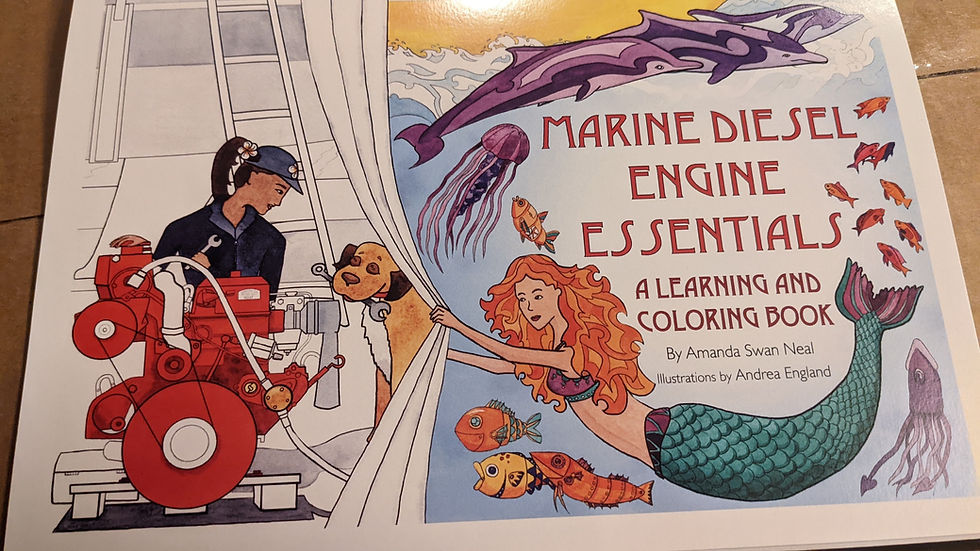 Cover of "Marine Diesel Engine Essentials - A Learning and Coloring Book"