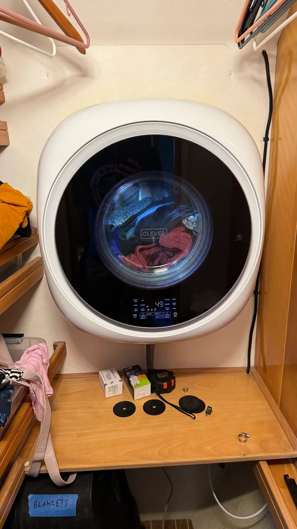 The Clever Mini mounted in our forward closet