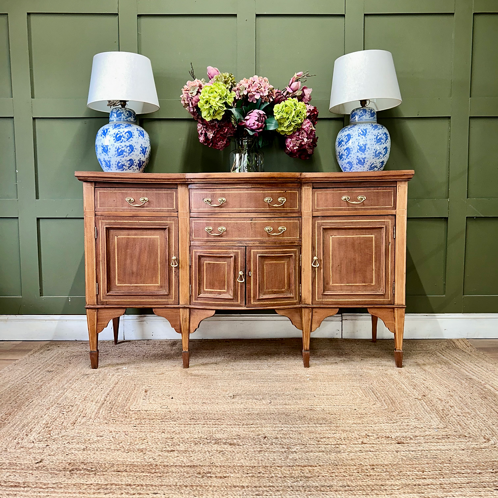 Thumbnail: Antique Edwardian Inlaid Serpentine Sideboard 