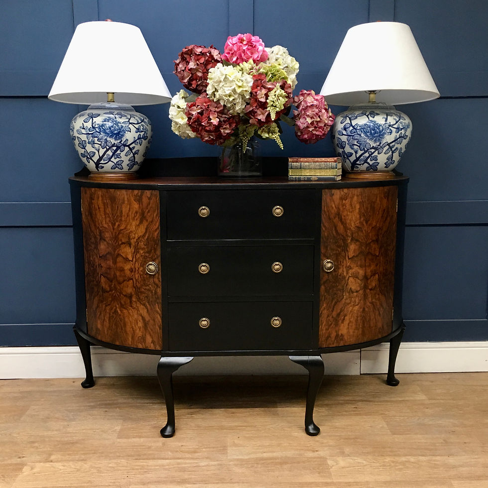 Thumbnail: Antique Demi Lune Burr Walnut Sideboard Cabinet