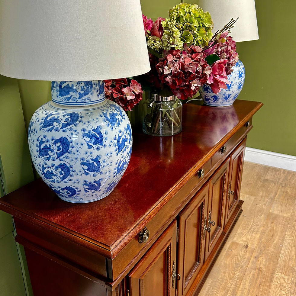 Thumbnail: Mahogany 4 Door Detailed Sideboard Cabinet 