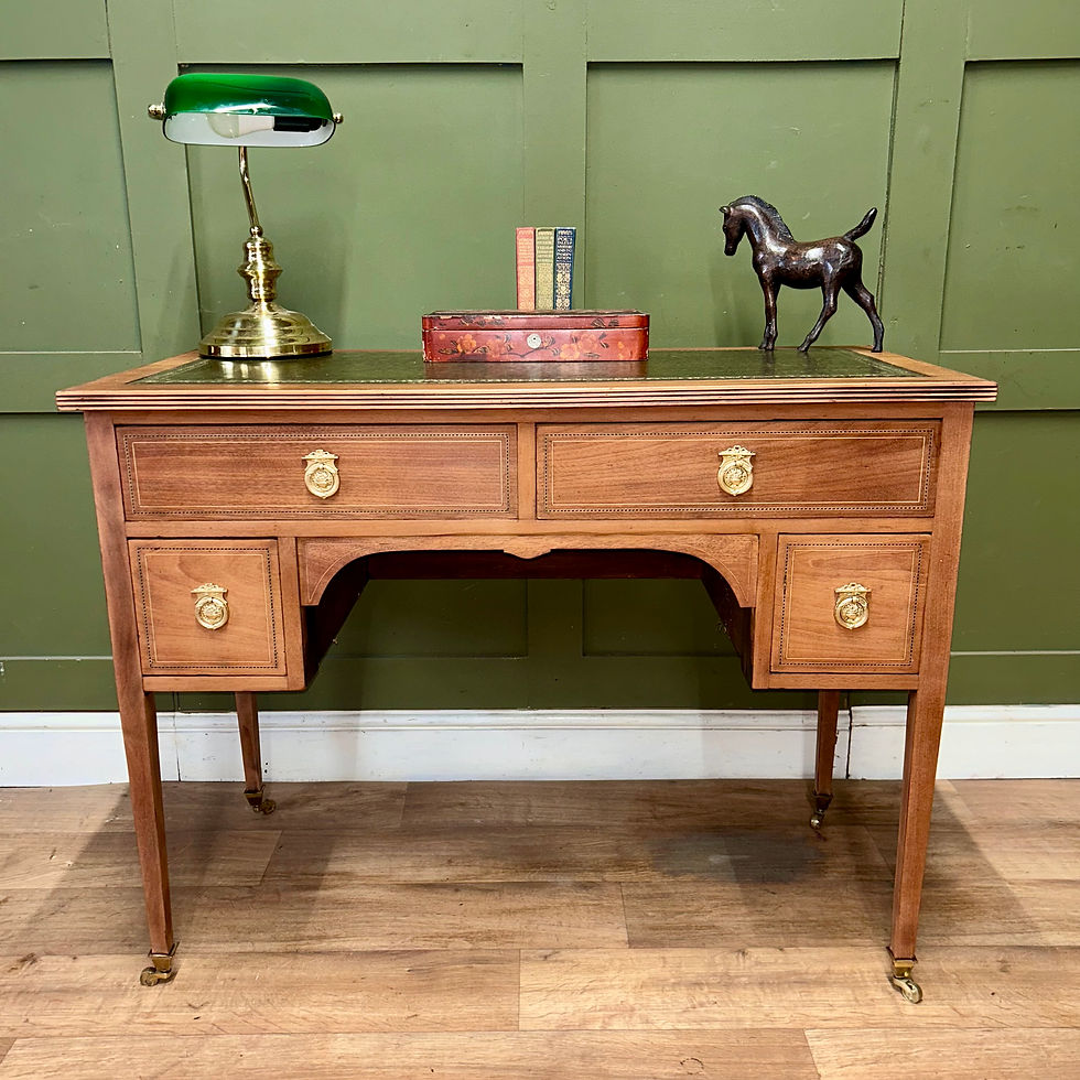Thumbnail: Antique Edwardian Inlaid Leather Topped Desk 