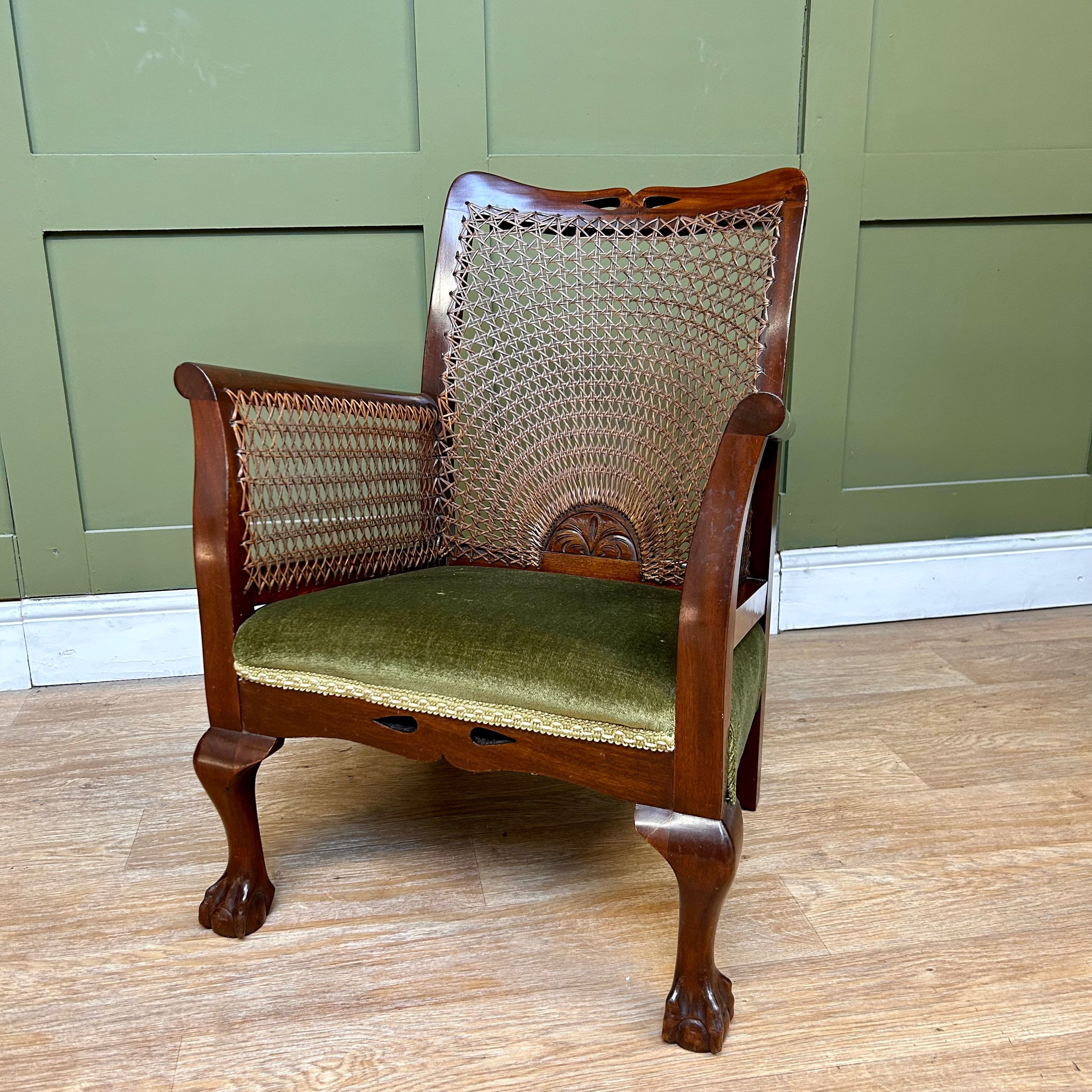 Antique Berger Rattan Occasional Chair