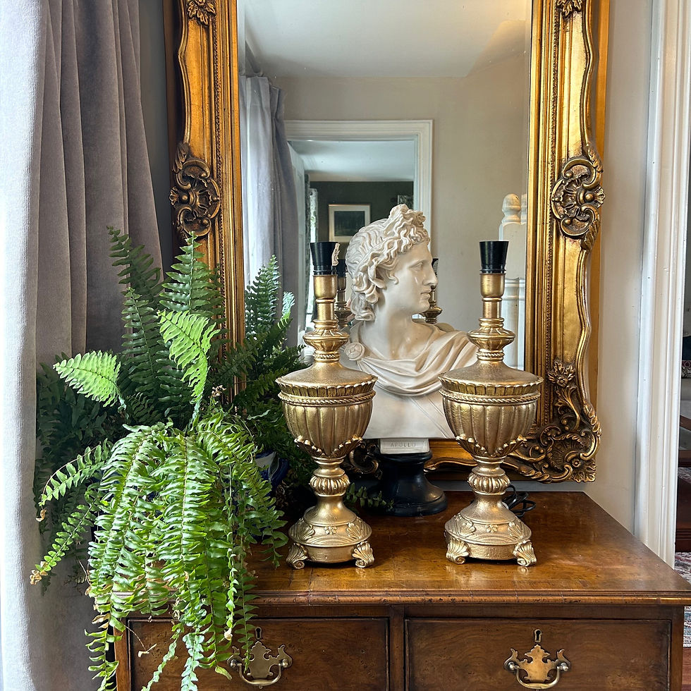 Thumbnail: Pair of Gilt Gold Urn Lamps