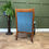 Thumbnail: Antique Edwardian Blue Velvet Upholstered Chair on Castors 