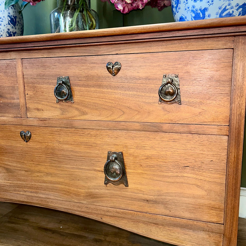 Thumbnail: Arts & Crafts Chest of Drawers With Original Copper Handles