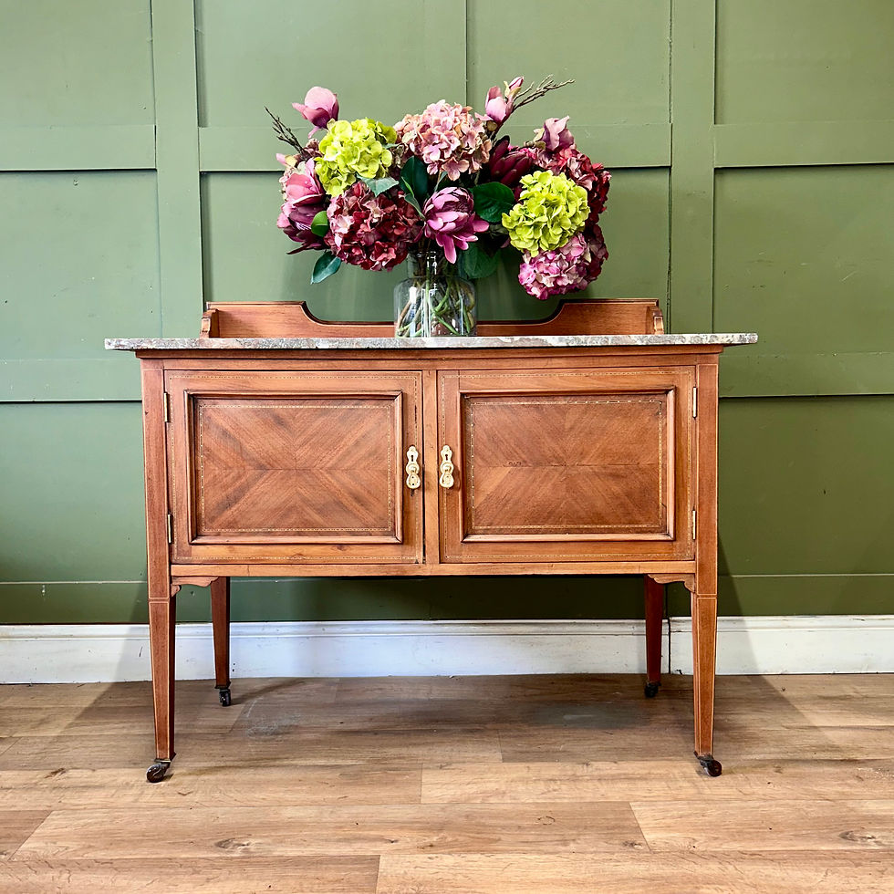 Thumbnail: Antique Inlaid Marble Topped Cabinet 