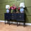 Thumbnail: Antique Bow Front Black Sideboard Cabinet 