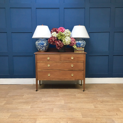 Antique Inlaid Chest Console on Brass Castors Mysite