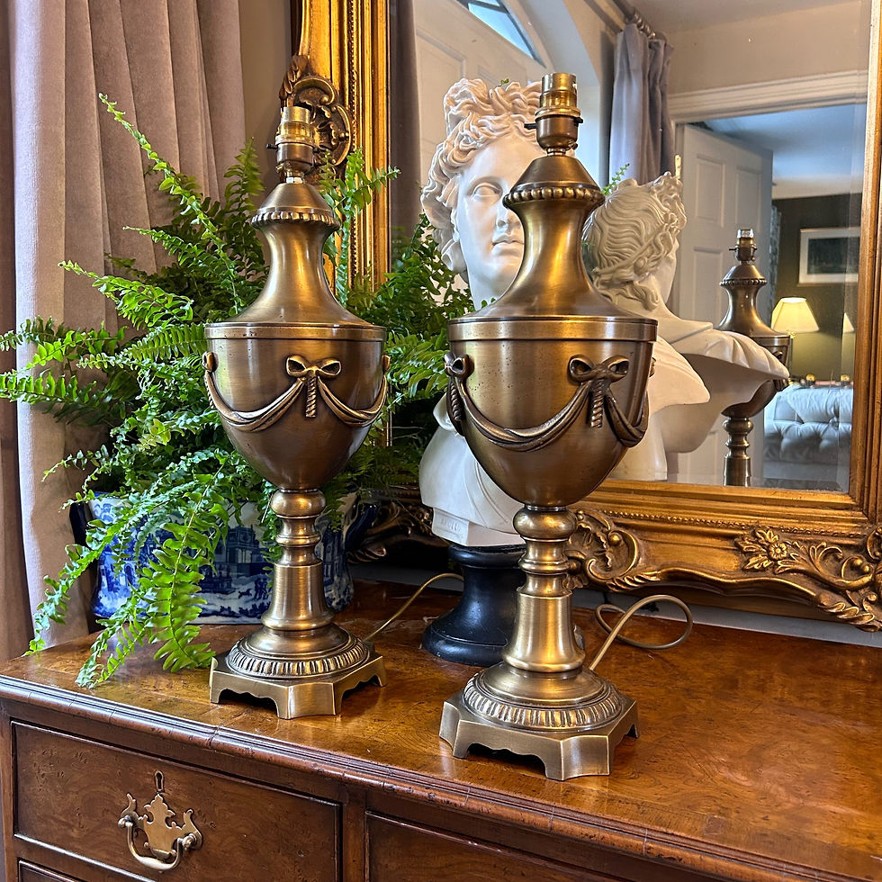 Thumbnail: Pair of Antique Brass Urn Lamp Bases 