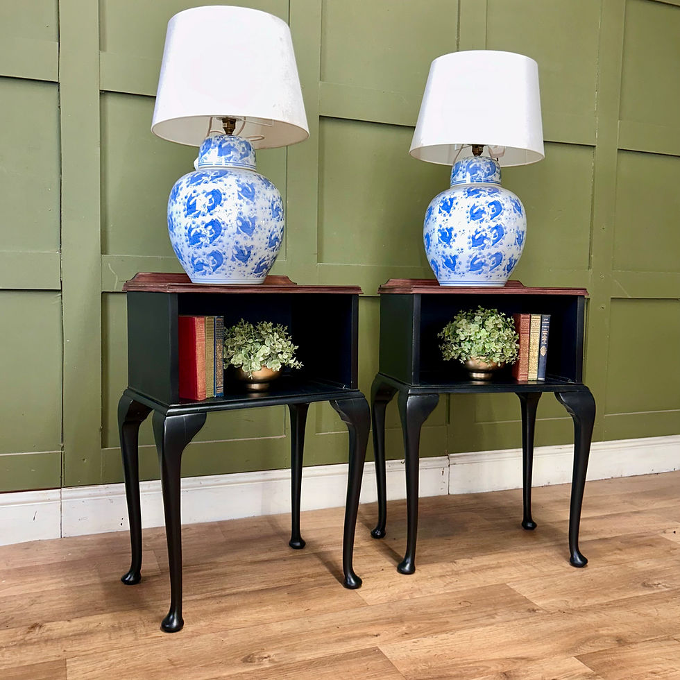 Thumbnail: Pair of Lamp Side Tables/Bedside Cabinets  on Cabriole Legs