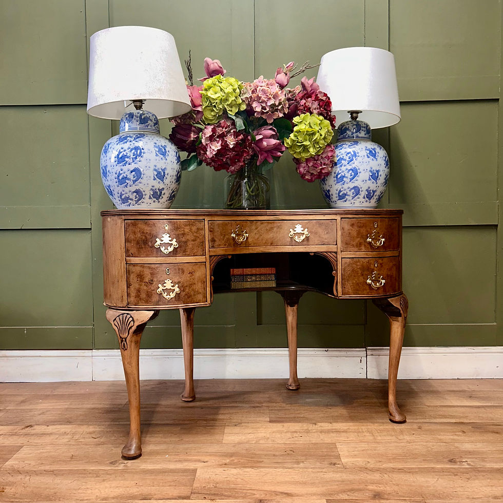 Thumbnail: Antique Burr Walnut Kidney Shaped Console