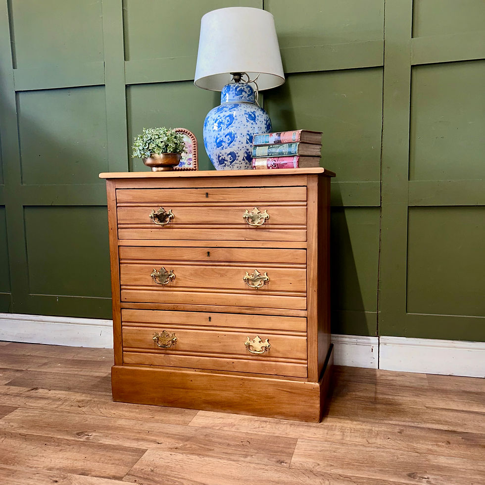 Thumbnail: Antique Victorian 3 Drawer Pine Chest 