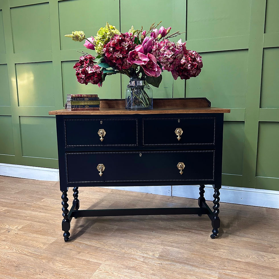 Thumbnail: Antique Oak 2 over 1 Console Chest Black