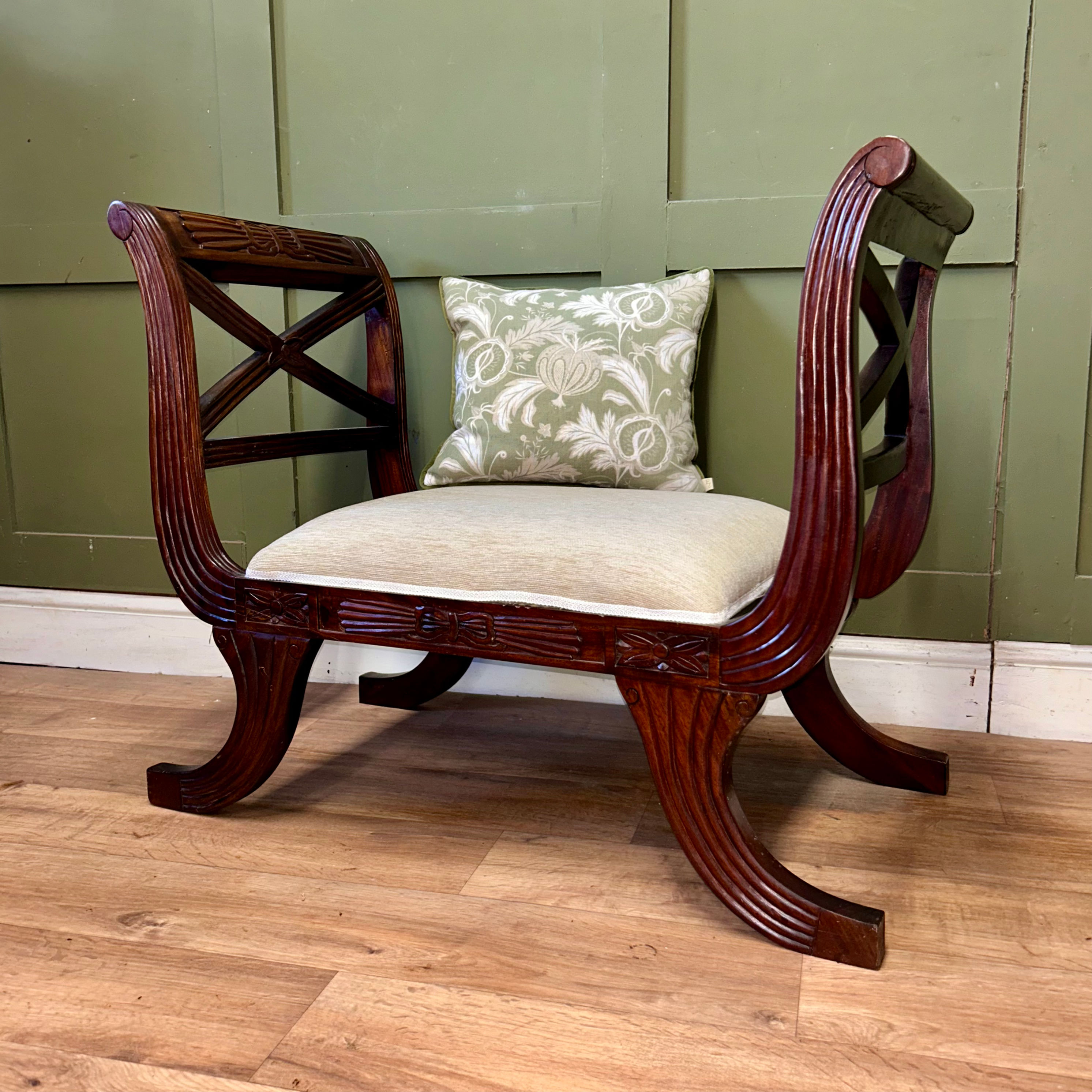 Mahogany Carved Window Seat 