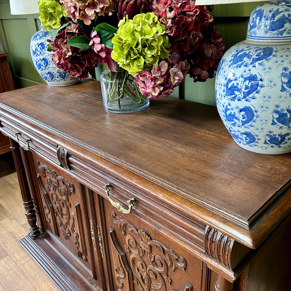 Thumbnail: Antique Jacobean Oak Carved Sideboard