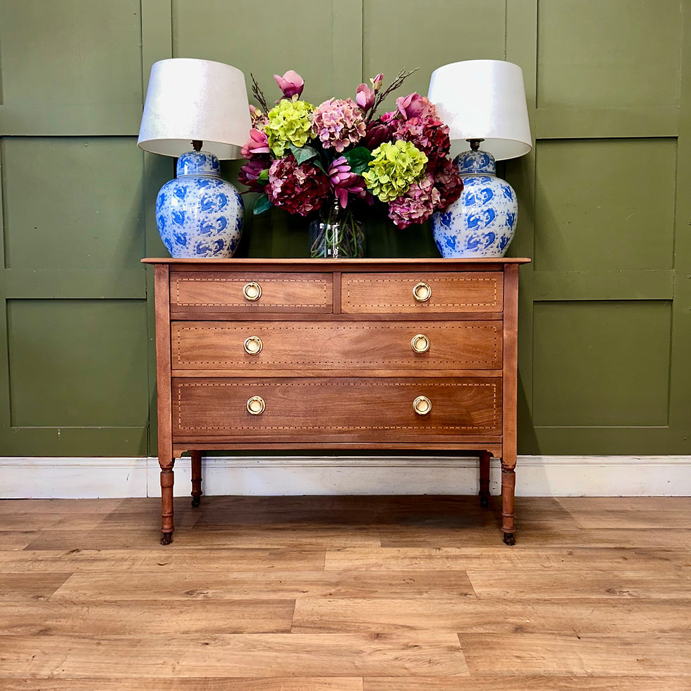 Thumbnail: Antique Edwardian Inlaid 2 over 2 Chest of Drawers