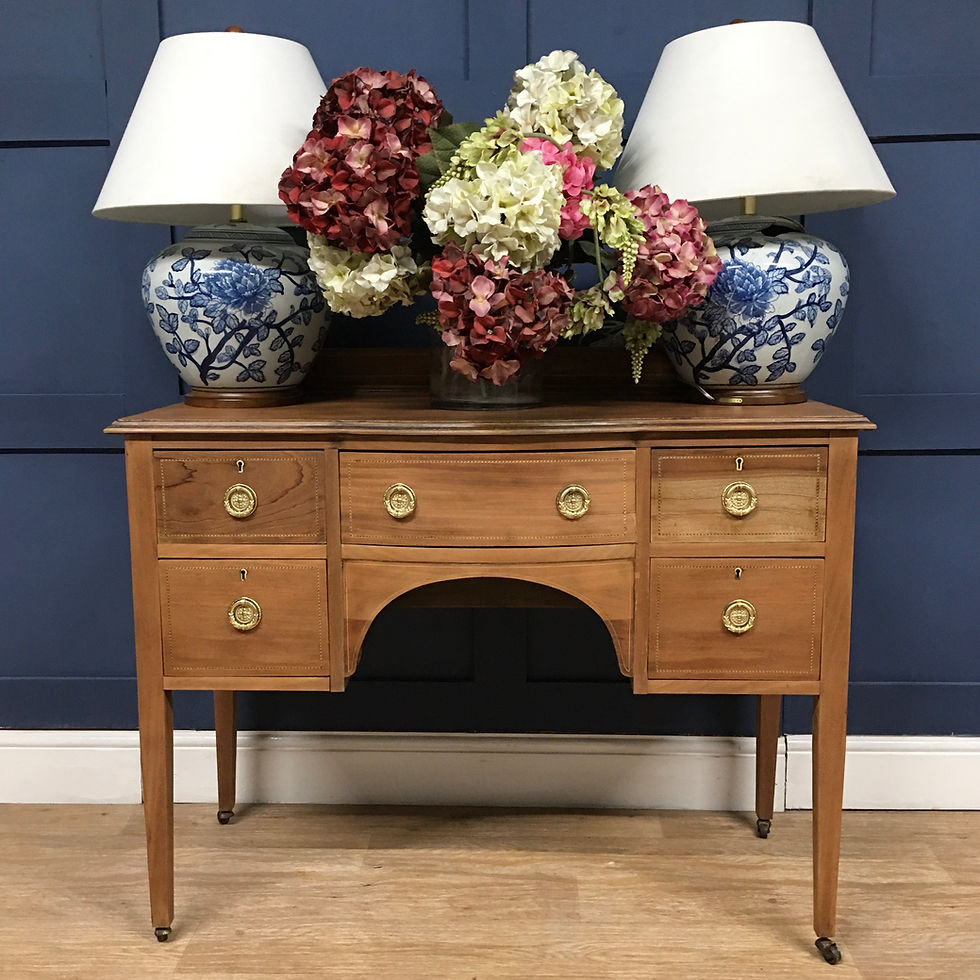 Thumbnail: Antique Inlaid Console Side Table Original Castors 