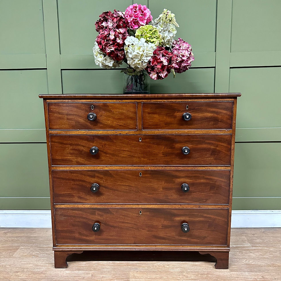 Thumbnail: Antique Mahogany Chest of Drawers Ivory Inset Handles 