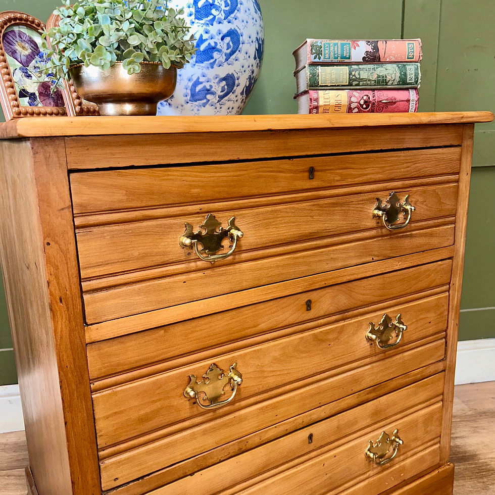 Thumbnail: Antique Victorian 3 Drawer Pine Chest 