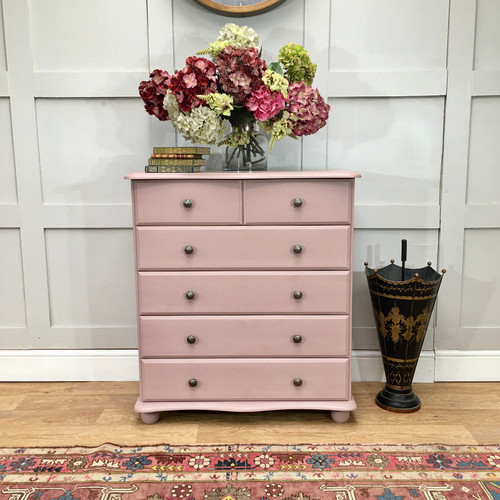 Chest of Drawers Sulking Room Pink & Antique Brass Handles Mysite