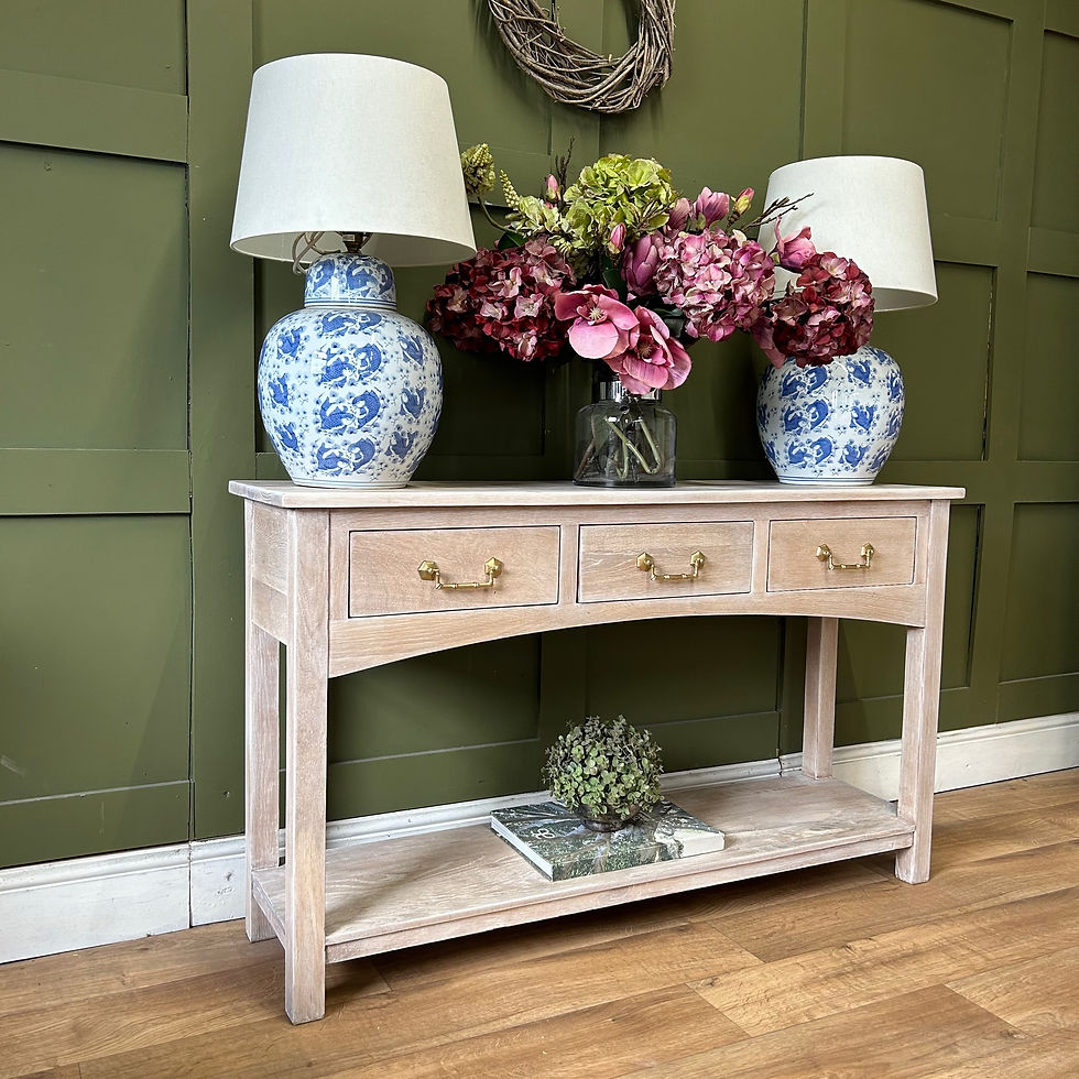 Thumbnail: Solid Oak Lime Waxed Console Table With Shelf