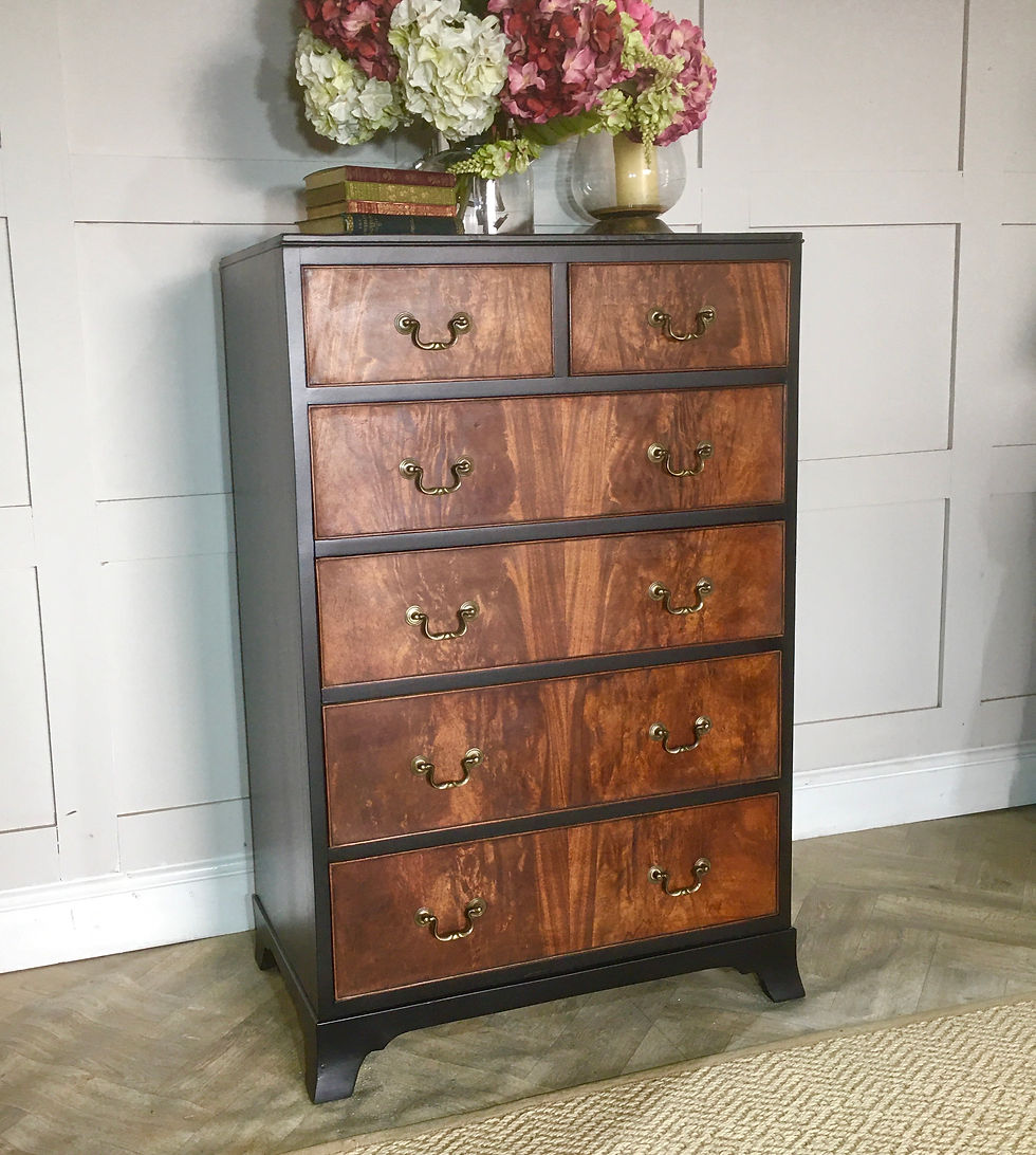 Thumbnail: Antique Tall Chest Of Drawers In Black Frame