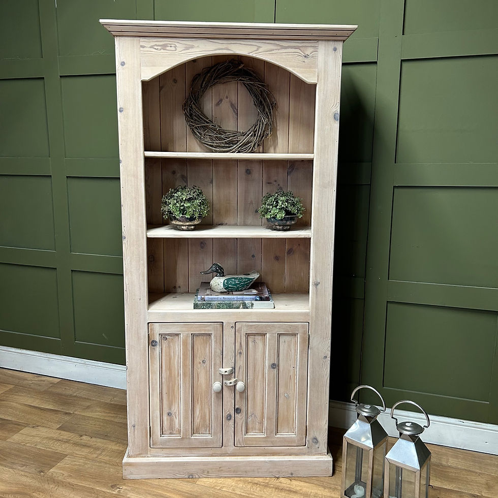 Thumbnail: Solid Pine Tall Open Bookcase Lime Waxed Finish 