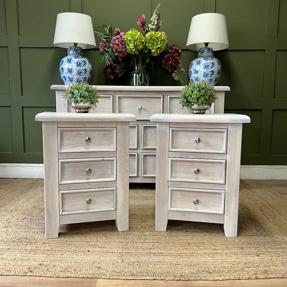 Thumbnail: Pair of Solid Oak Limed Bedside Cabinets 