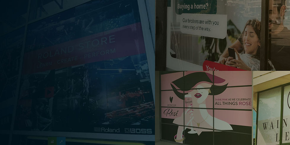 Examples of custom window signage Sydney for shopfronts.