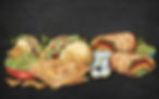 Custom chalkboard food artwork featuring Mexican dishes, wraps, tacos and hand-drawn hospitality illustrations.